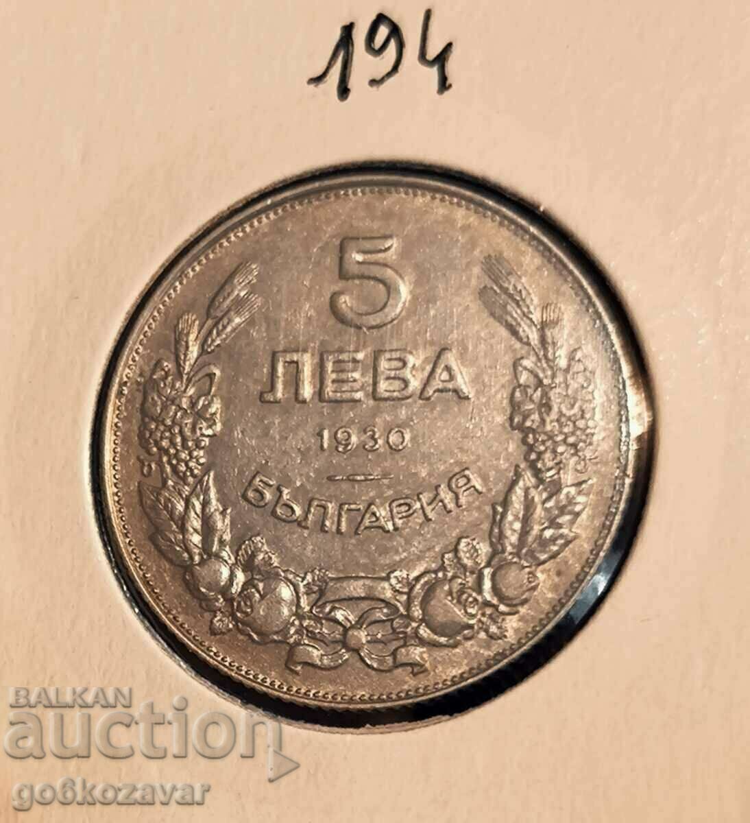 Bulgaria 5 BGN 1930 Moneda de top!