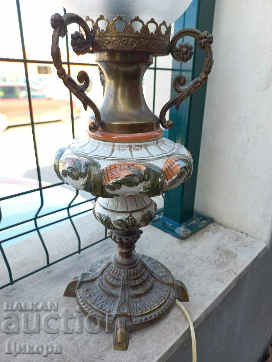 Auction GREAT OLD BRONZE AND PORCELAIN TABLE LAMP Auction GREAT OLD BRONZE AND PORCELAIN TABLE LAMP