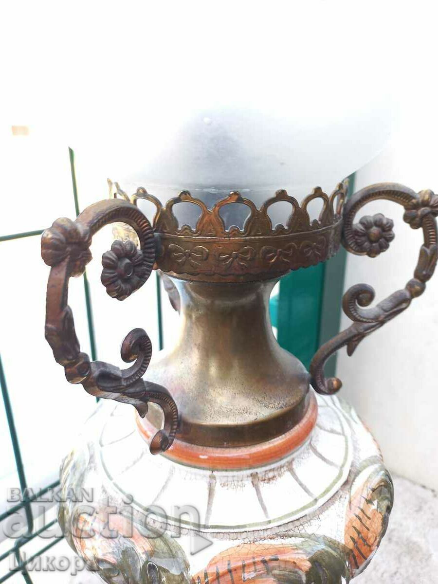 GREAT OLD BRONZE AND PORCELAIN TABLE LAMP - 6 GREAT OLD BRONZE AND PORCELAIN TABLE LAMP - 6