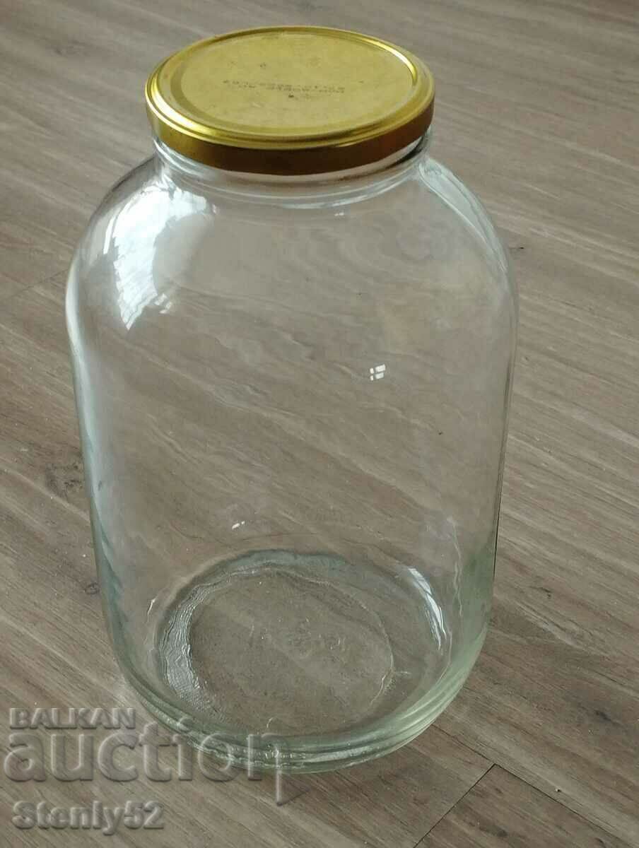 4 литров буркан дебело стъкло с маркировка.