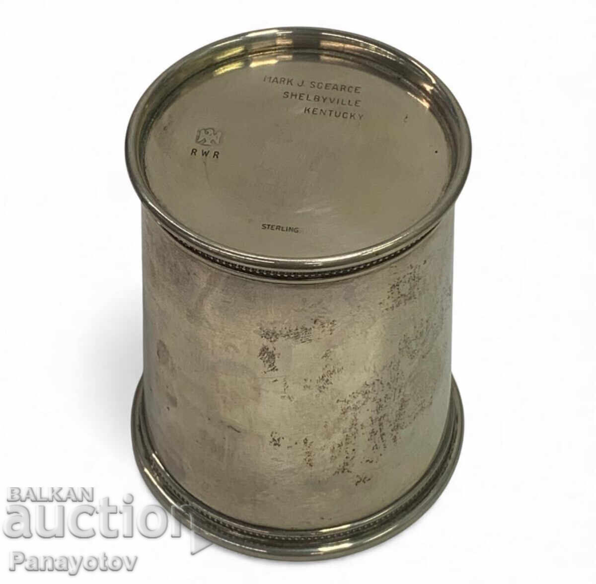 Аукцион ЧАША СРЕБРО КАНА ХАЛБА АМЕРИКАНСКА МАСИВНА ПРОБА ЗА ВОДА 925