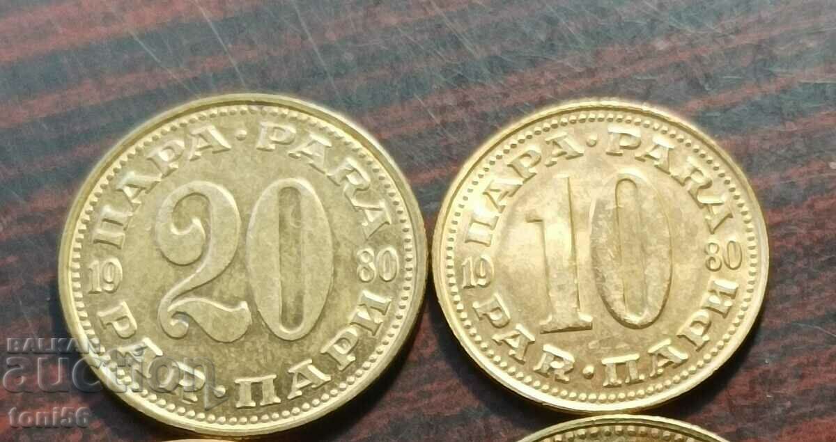 Yugoslavia - 10 + 20 money 1980 - UNC
