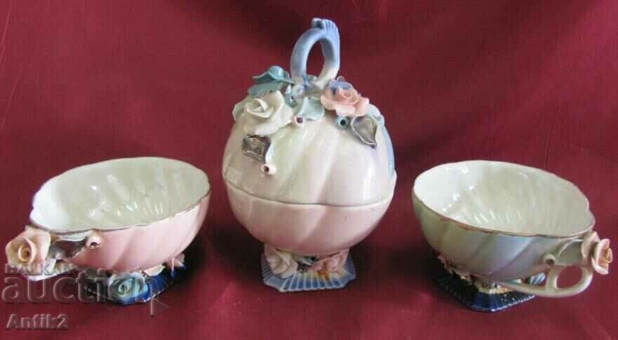 Vintich Porcelain Tea Set with Sugar Bowl marked - 5 Vintich Porcelain Tea Set with Sugar Bowl marked - 5