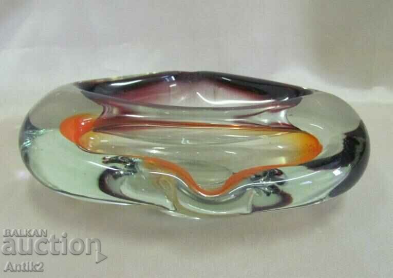 Screw Murano Crystal Glass Ashtray - 6