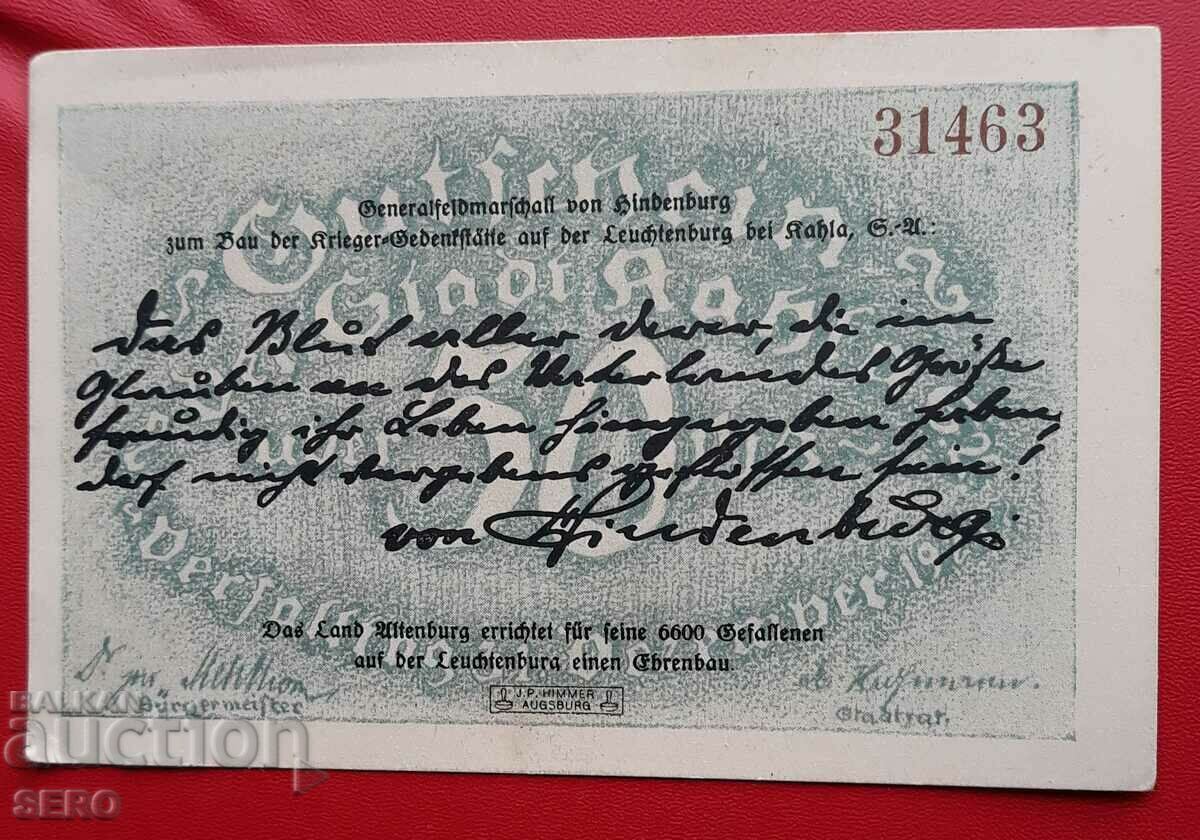 Bancnota-Germania-Thuringia-Leuchtenburg-50 pfennig