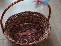 A large woven wooden basket.