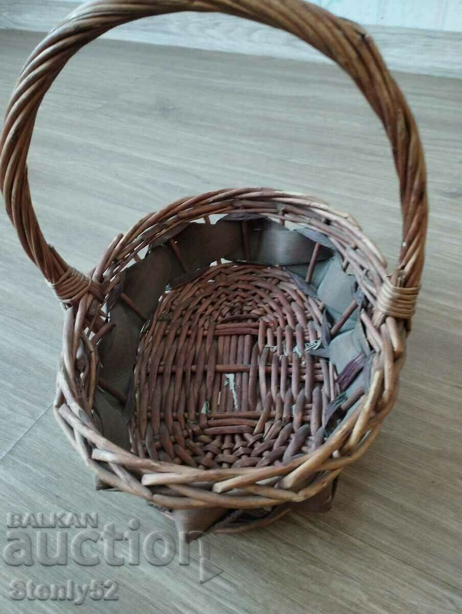 A small woven wooden basket