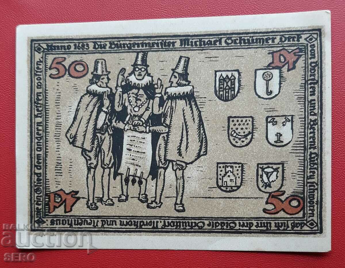 Banknote-Germany-Saxony-Schüttorf-50 pfennig 1921