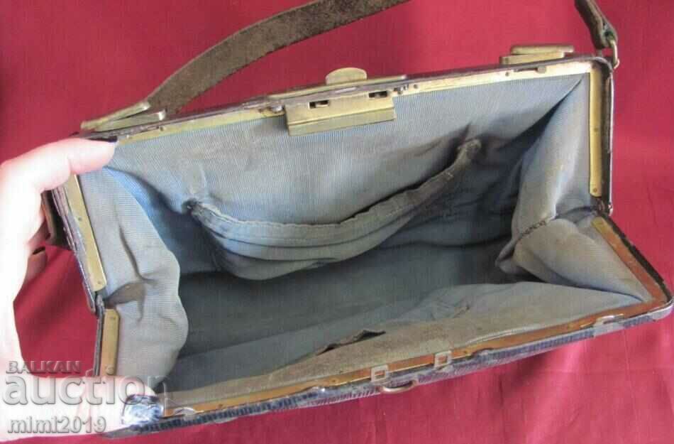 30's Antique Leather Ladies Bag - 5 30's Antique Leather Ladies Bag - 5