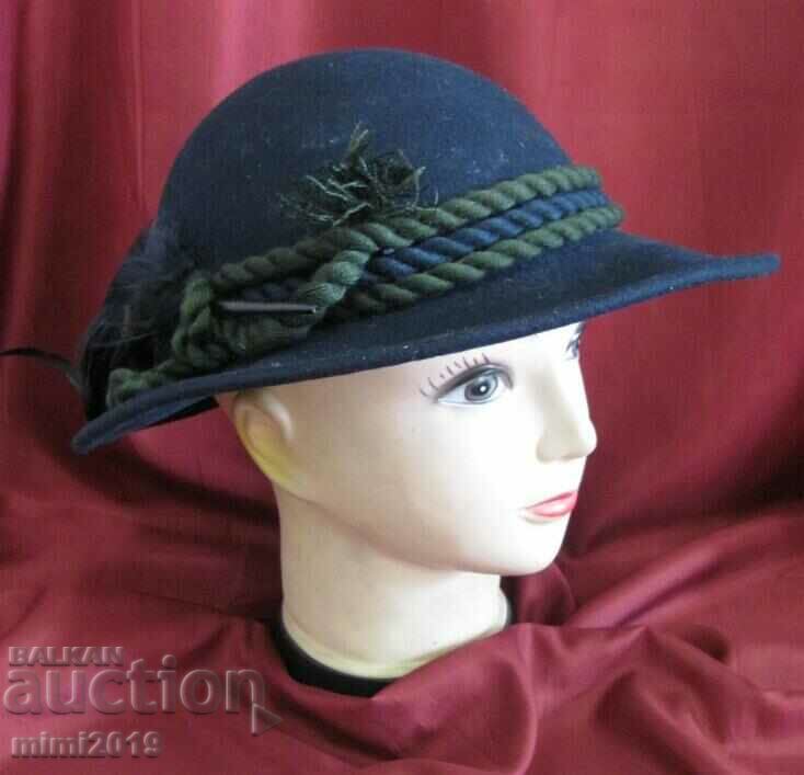50's Antique Ladies Feather Felt Hat