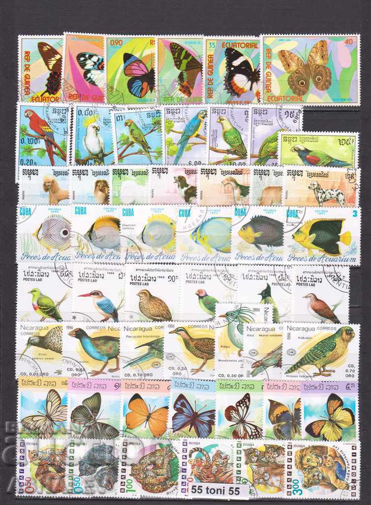 Фауна-животни,птици,пеперуди  8 комп.издания с печат