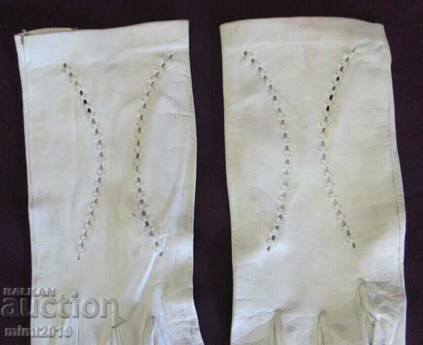 30's Antique Ladies Leather Gloves genuine leather - 6 30's Antique Ladies Leather Gloves genuine leather - 6