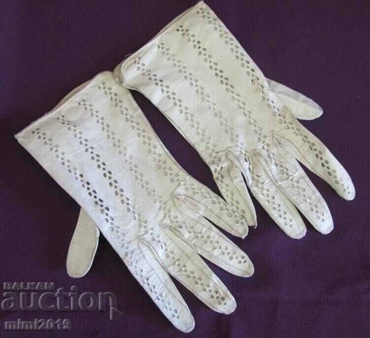 30's Antique Ladies Leather Gloves genuine leather - 7 30's Antique Ladies Leather Gloves genuine leather - 7