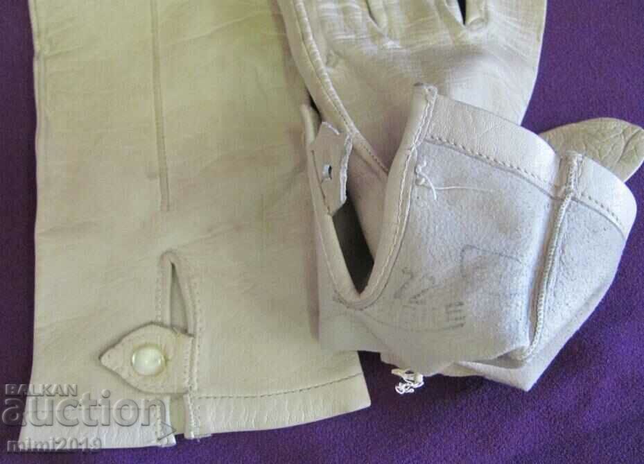 30's Antique Ladies Leather Gloves genuine leather - 7 30's Antique Ladies Leather Gloves genuine leather - 7
