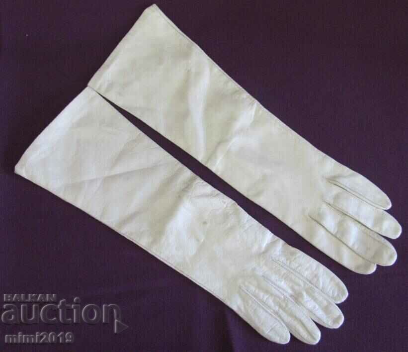 Mănuși de damă din piele antică din anii 70