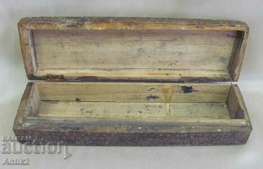 Auction 19th century Wooden School Box Auction 19th century Wooden School Box