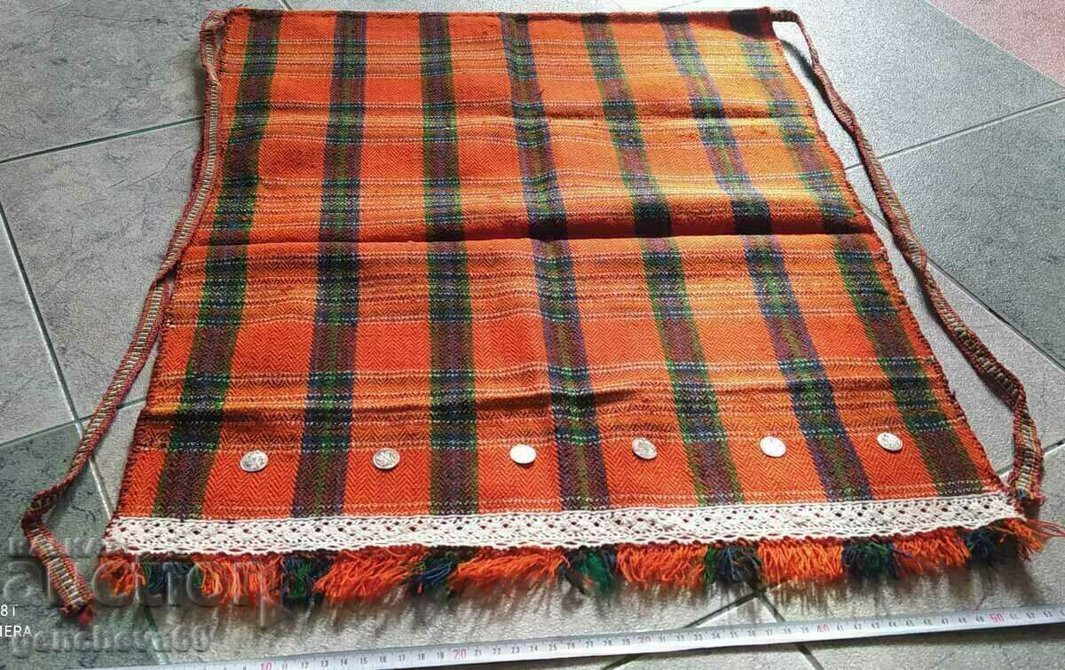 Auction  Authentic orange woven apron with silver coins