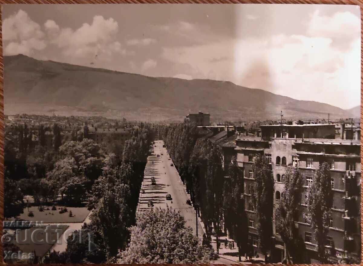 Стара пощенска картичка София бул. Толбухин  1960-те