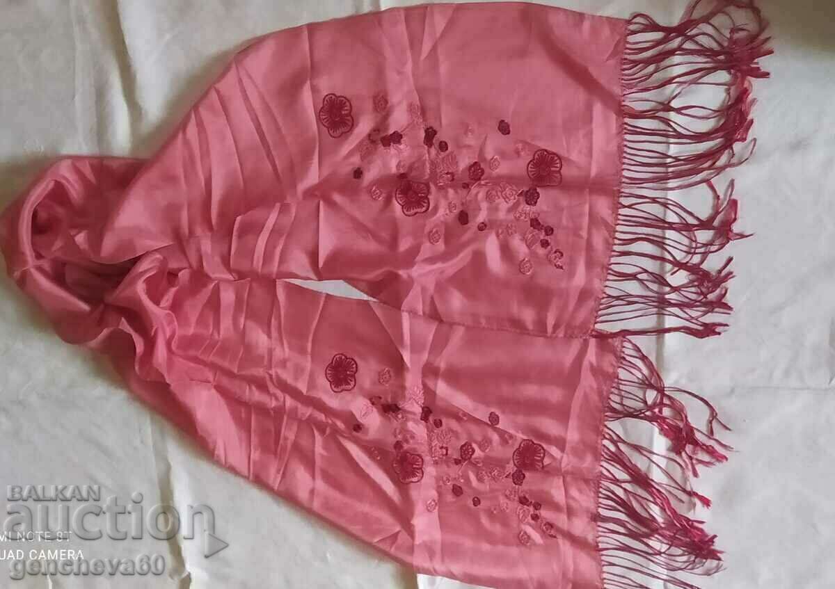 Delivery of Original silk scarf, embroidered with fringe