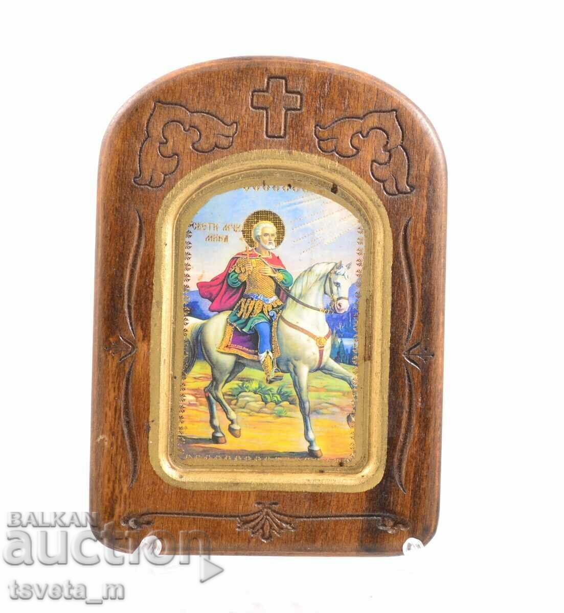 Дървена икона  - Свети Мина
