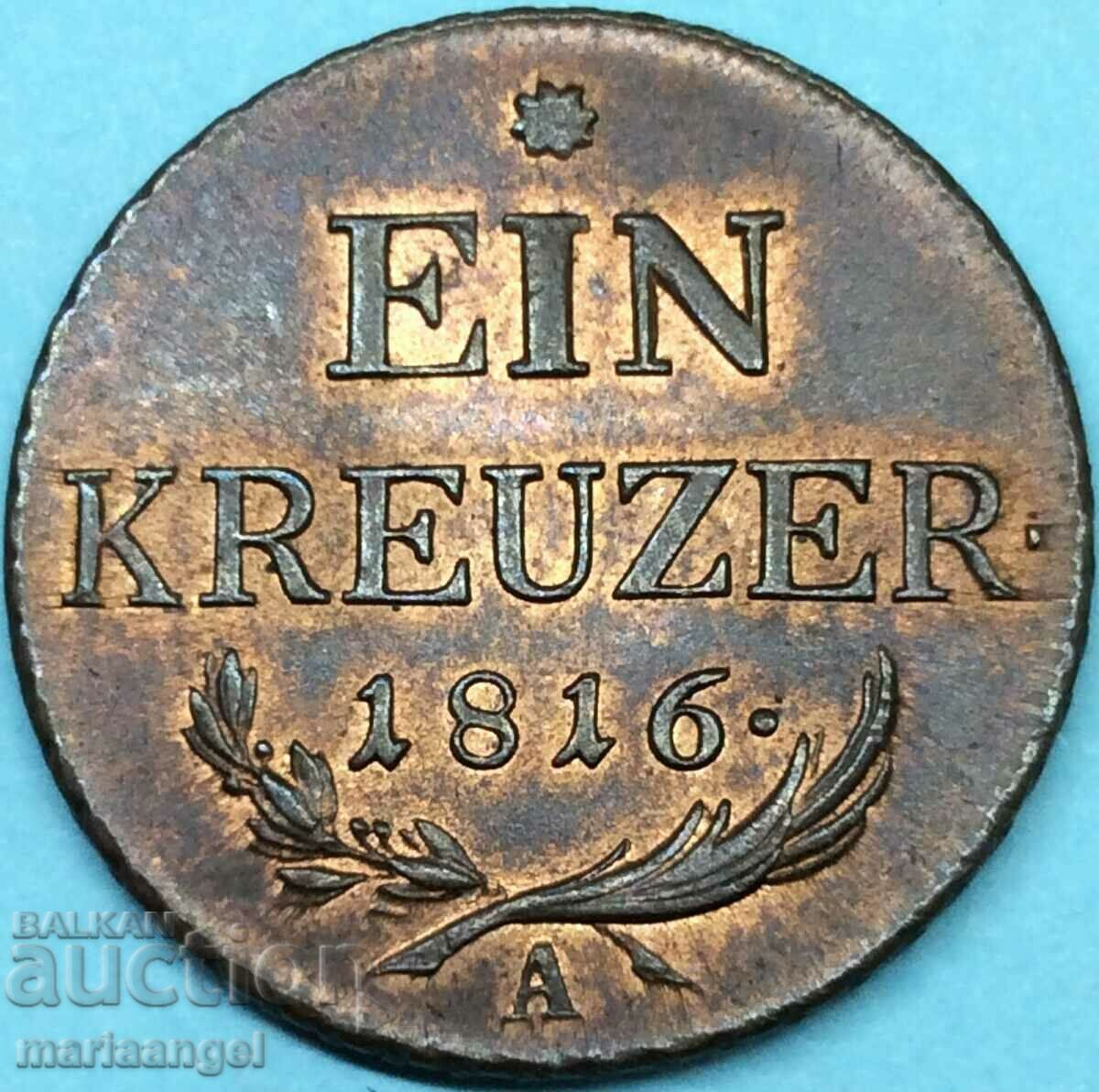 Austria 1 Kreuzer 1816 9y 27mm A - Vein Bronz