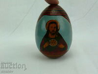 Old painted wooden egg with icons #2274