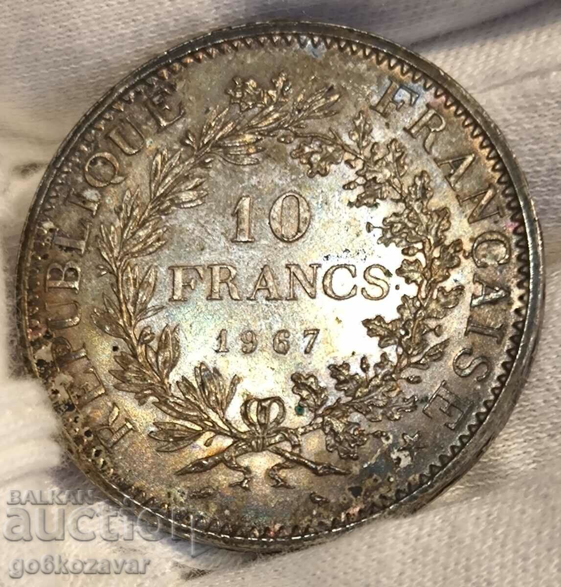 Franța 10 Franci 1967 Argint UNC Patină !