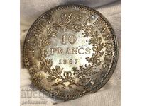 Франция 10 франка 1967г Сребро UNC Патина !