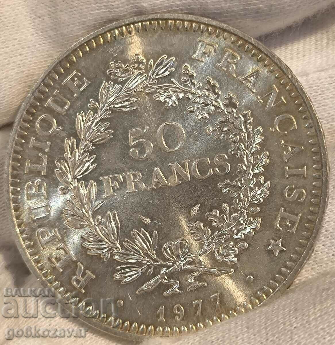 France 50 francs 1977 Silver! UNC