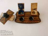 Bulgarian old inkwell and absorbent wood pyrography