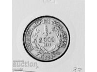 Brazil 2000 Reis 1924 aUNC - Silver