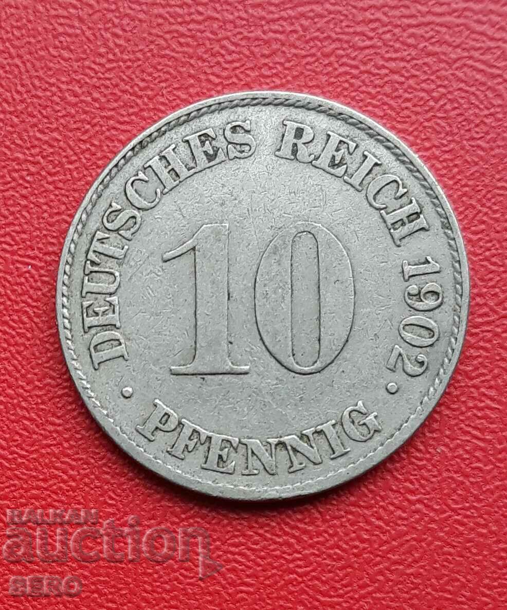 Germany-10 Pfennig 1902 J-Hamburg