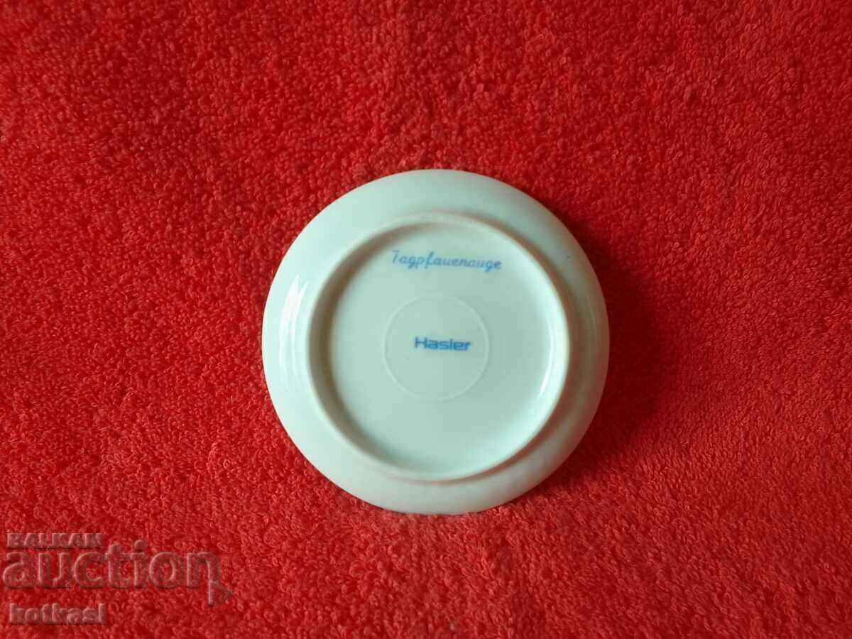 Auction Old small porcelain plate Peacock butterfly marked Auction Old small porcelain plate Peacock butterfly marked