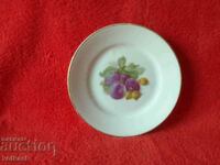 Old porcelain plate Fruit Plum leaves marked Silesia