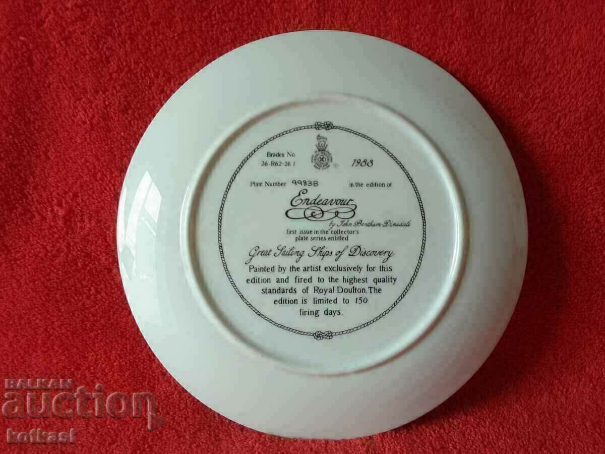 Old porcelain plate Ships Galleon signed England - 6 Old porcelain plate Ships Galleon signed England - 6