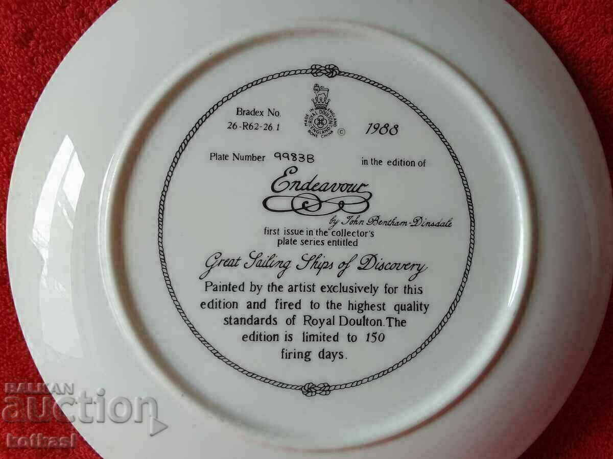 Old porcelain plate Ships Galleon signed England - 7 Old porcelain plate Ships Galleon signed England - 7
