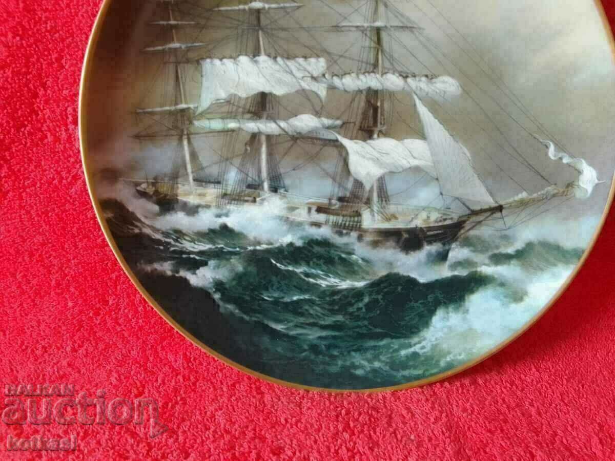 Old porcelain plate marked Storm Ocean Ship Galleon with price 85.50 BGN | € 43.72 Old porcelain plate marked Storm Ocean Ship Galleon with price 85.50 BGN | € 43.72