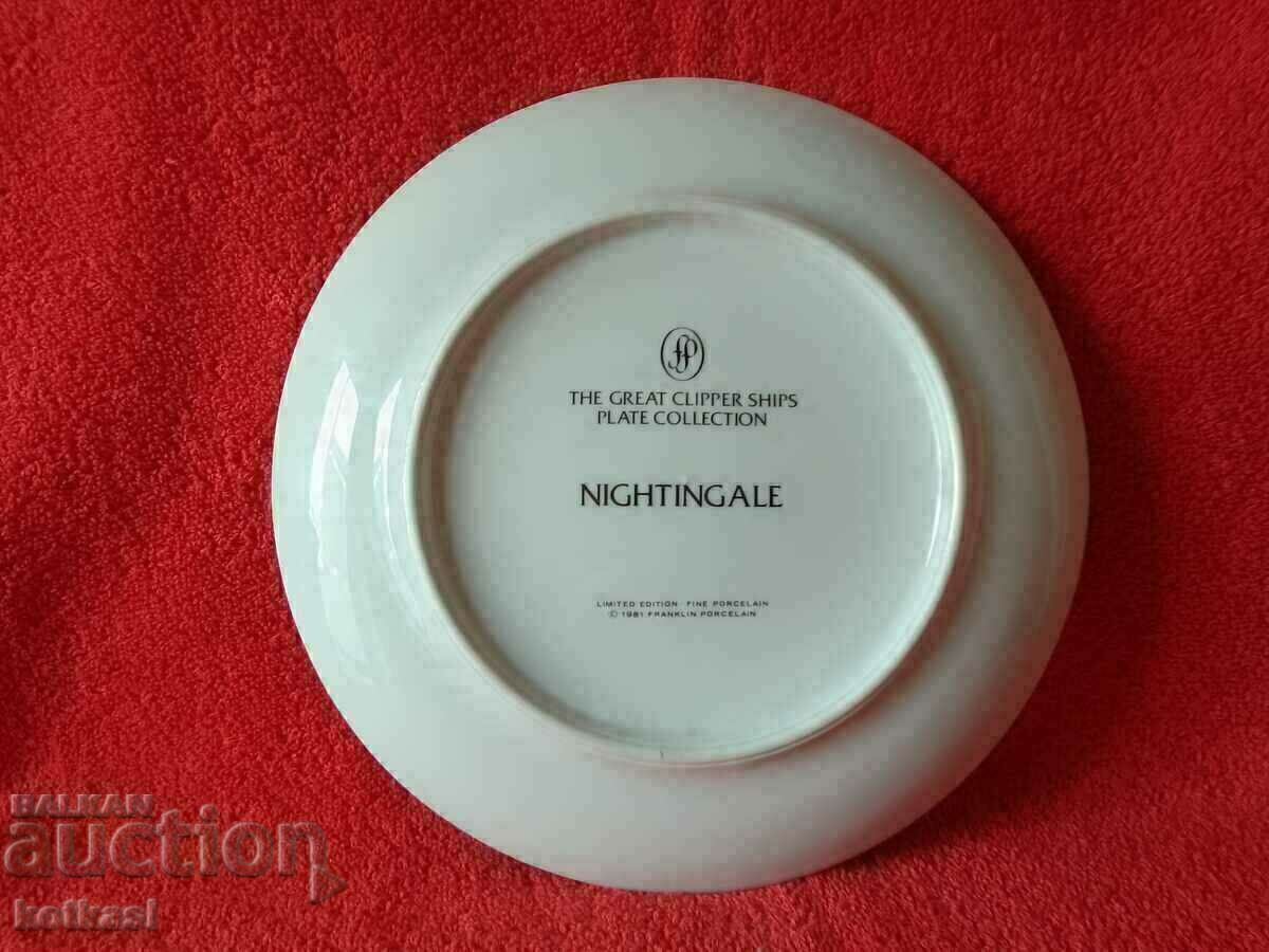 Old porcelain plate marked Storm Ocean Ship Galleon - 5 Old porcelain plate marked Storm Ocean Ship Galleon - 5