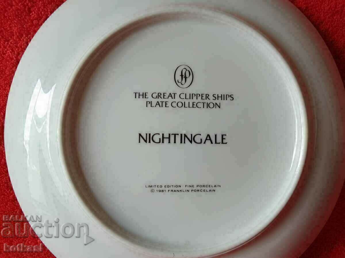 Old porcelain plate marked Storm Ocean Ship Galleon - 6 Old porcelain plate marked Storm Ocean Ship Galleon - 6