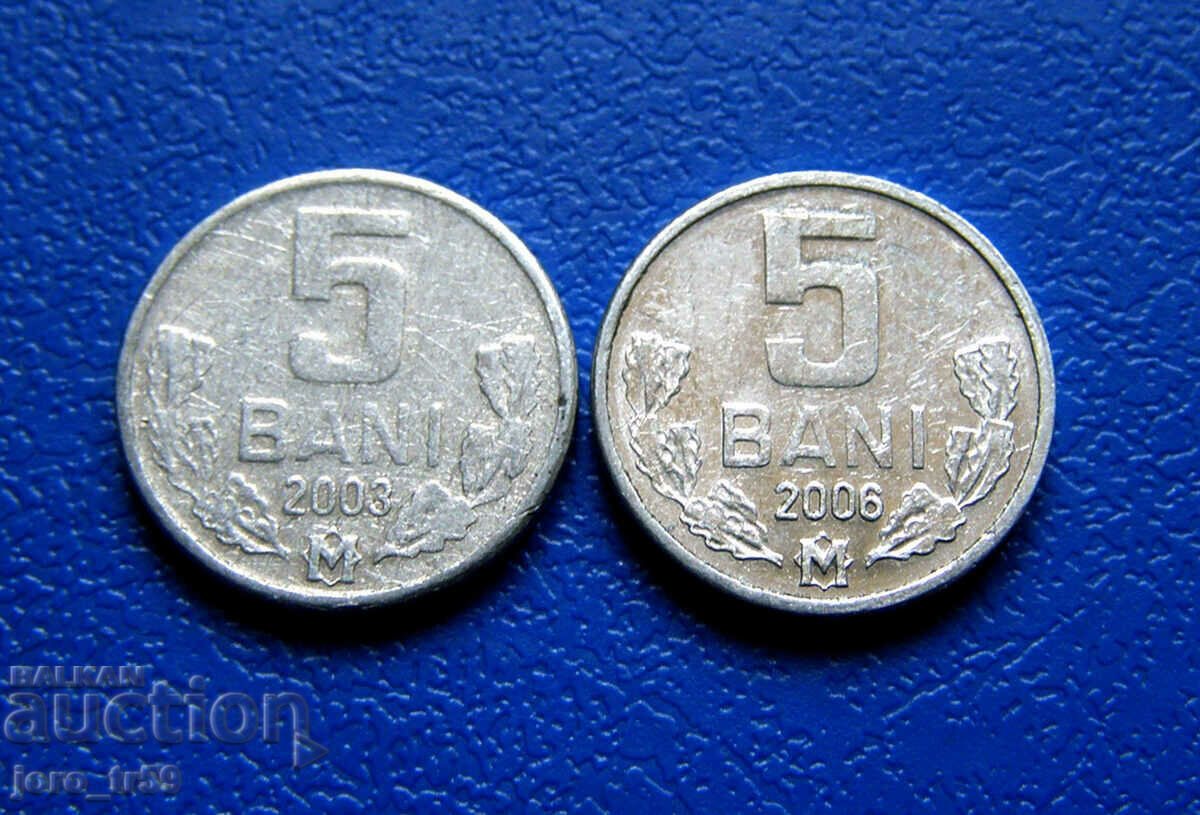 Moldova 5 Bani /Moldova 5 Bani/ 2003 si 2006 - 2 buc.