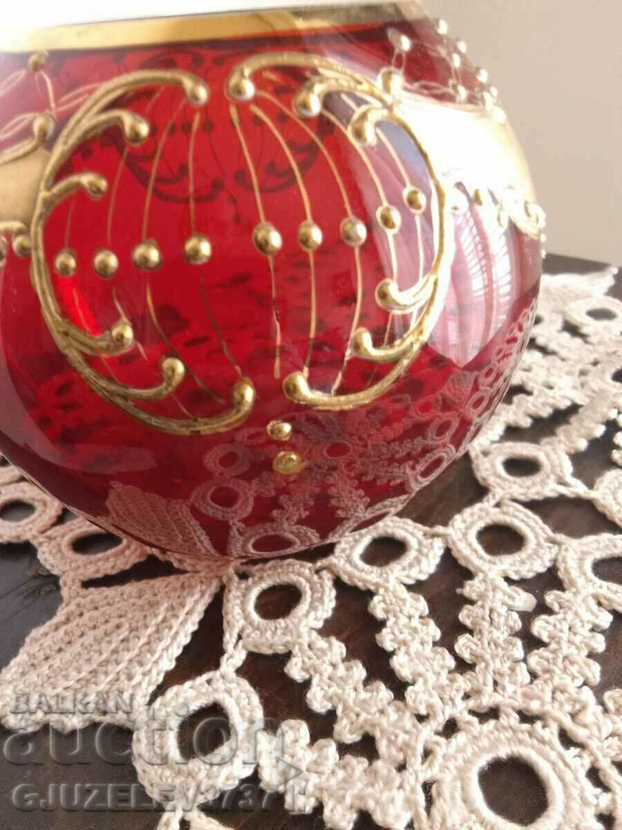 hand blown ruby red art glass vase - 5 hand blown ruby red art glass vase - 5