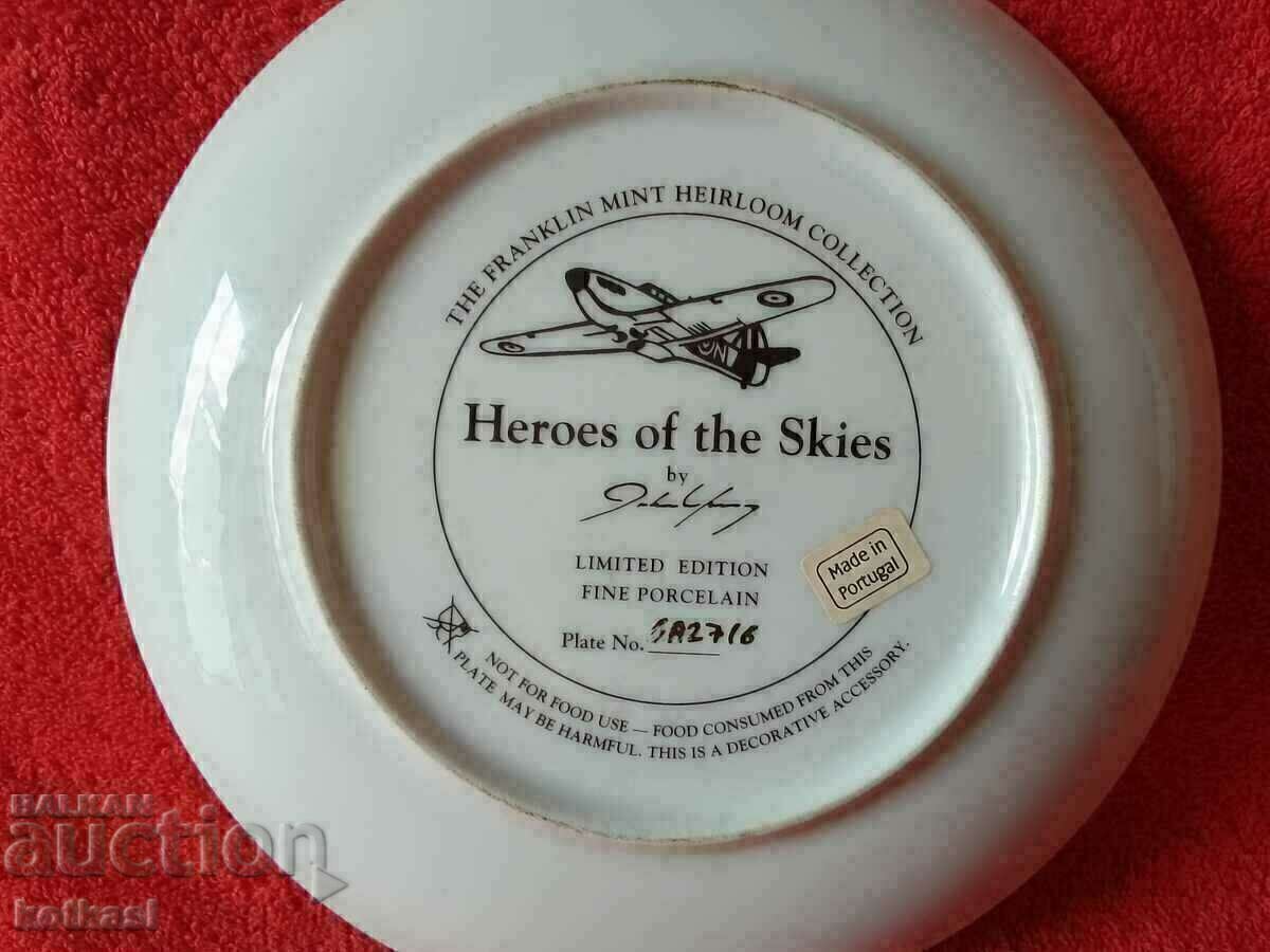 Old porcelain plate marked signed Airplane ships - 5