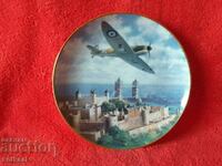 Old porcelain plate marked signed Airplane Castle