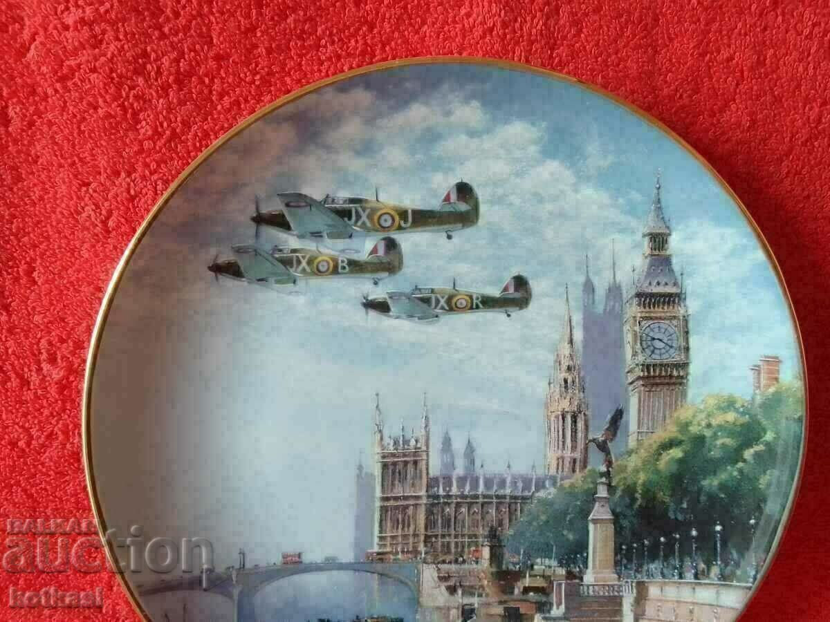 Auction Old porcelain plate marked signed Airplanes London Auction Old porcelain plate marked signed Airplanes London