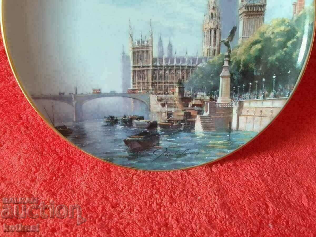 Old porcelain plate marked signed Airplanes London - 5 Old porcelain plate marked signed Airplanes London - 5