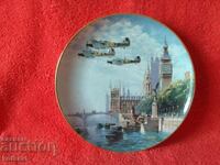 Old porcelain plate marked signed Airplanes London