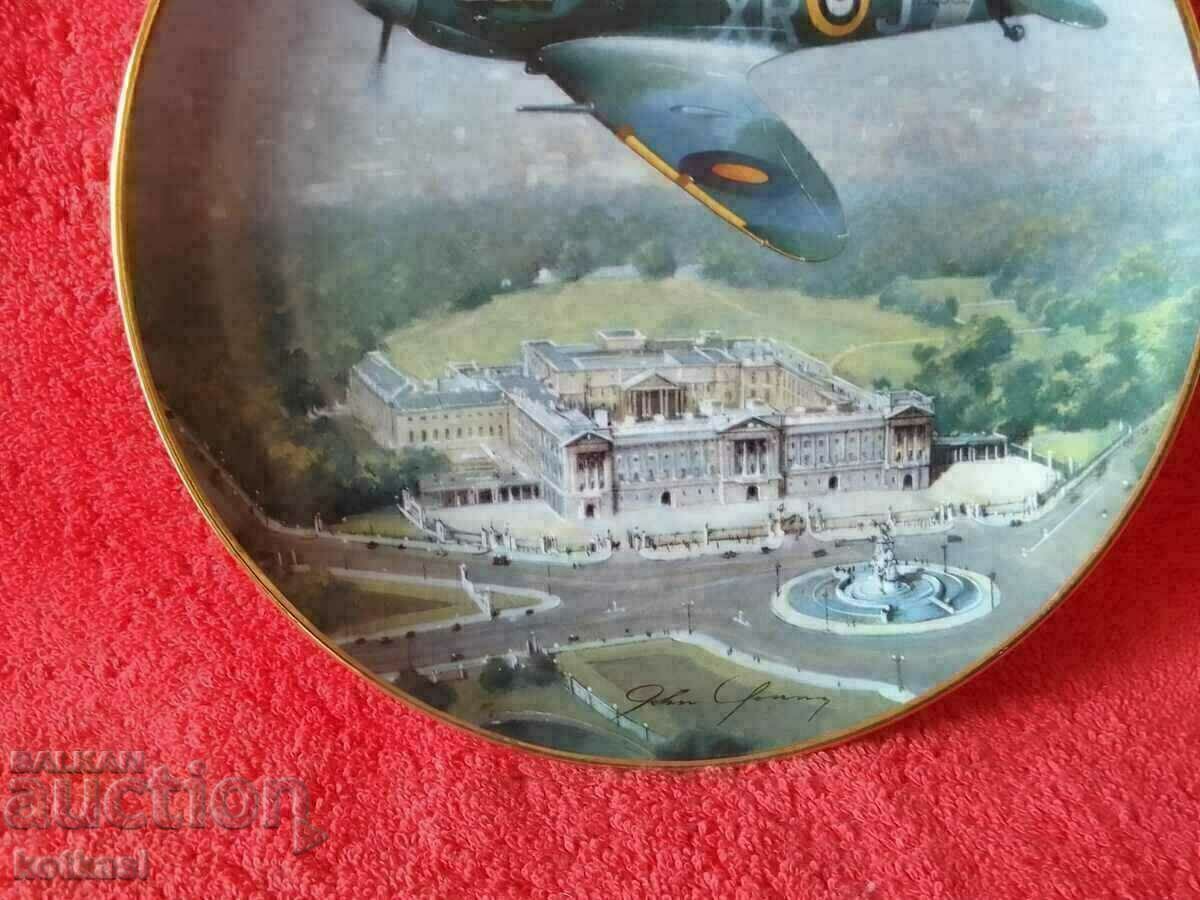 Old porcelain plate marked signed Aircraft Palace with price 35.50 BGN | € 18.15