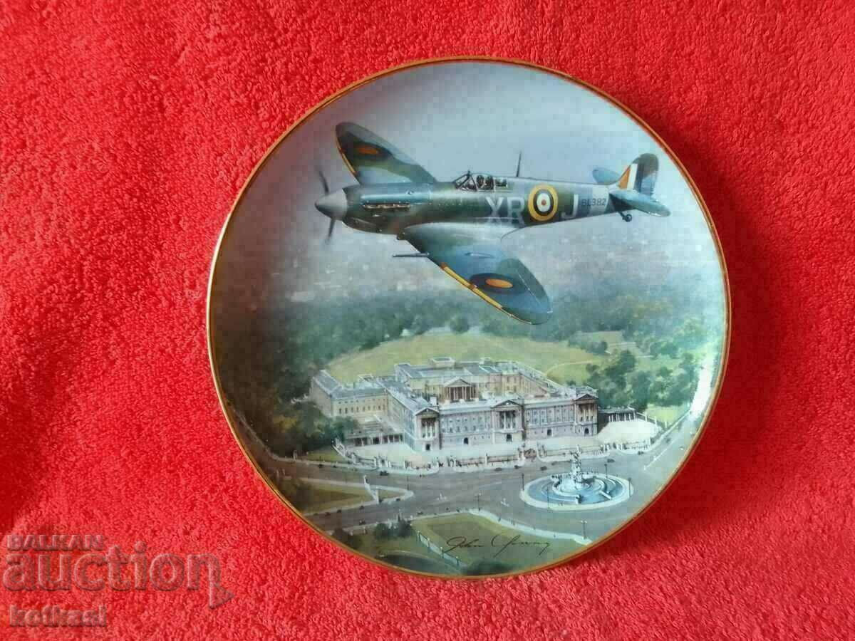 Old porcelain plate marked signed Aircraft Palace