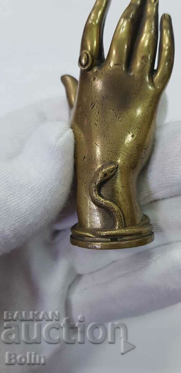 Delivery of Rare French bronze seal - arm, snake 19th century Delivery of Rare French bronze seal - arm, snake 19th century