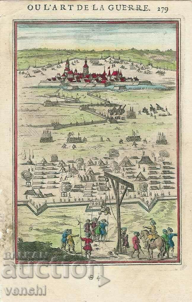 1696 - GRAVURĂ MALLET - TRUPE, CASTEL, SPÂNZURĂTOARE